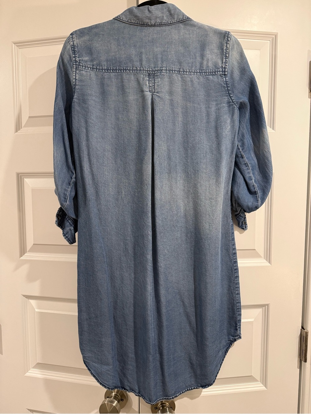 Cremieux Tencel Chambray Shirt Dress Small Denim Blue Button Front - Picture 2 of 5